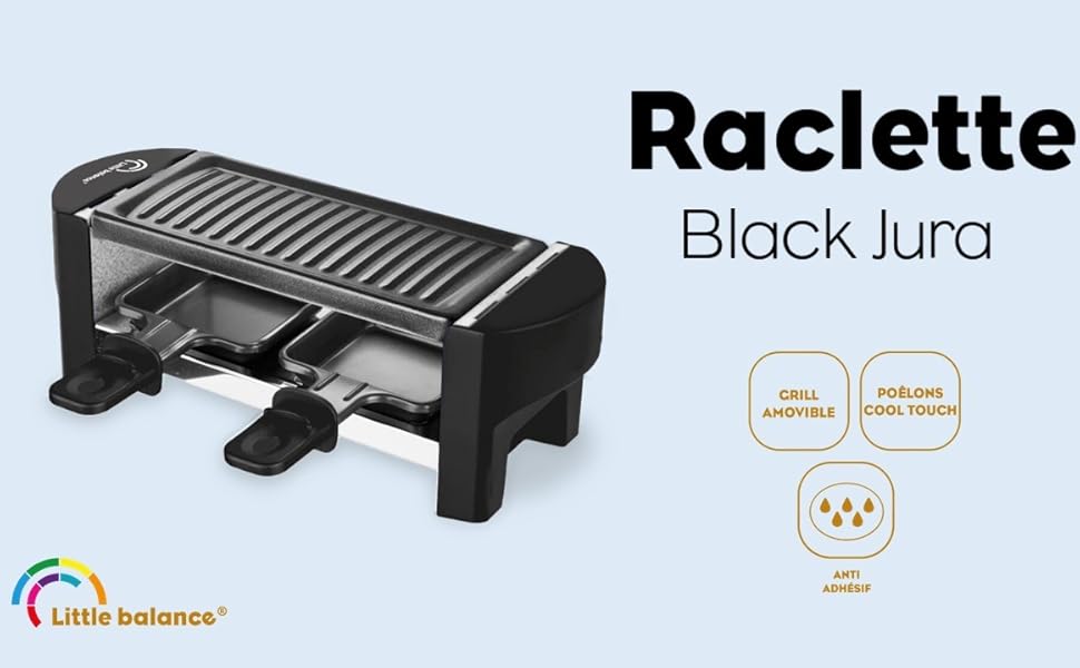 Раклютниця Little Balance 8559 Black Jura для 1-2 осіб, антипригарне покриття, 320 Вт, чорна