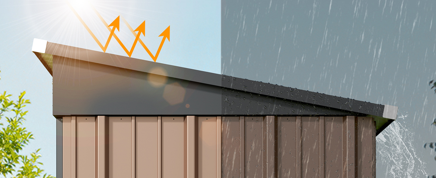 Металевий сарай для інструментів Bealife 180x162x95 см, сталевий садовий шоп, вуличний склад, господарський будиночок для двору, тераси, газону (коричневий)