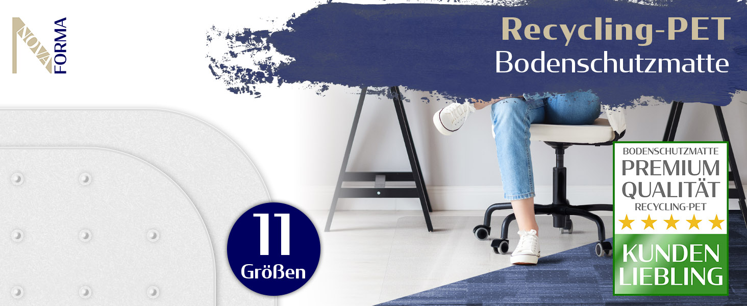 Захисний килимок для підлоги з PET - прозорий килимок для твердих підлог - 100% переробний - екологічний килимок для офісного крісла - універсальний захист підлоги для офісу та дому - 90x120 см