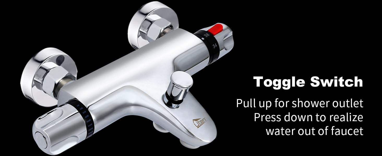 Змішувач для ванни з термостатом Uten, 2 виходи, латунь, захист 38°C