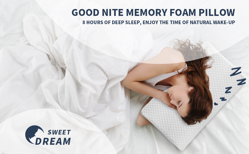 Подушка з піною з пам'яті Good Nite для шиї з підтримкою хребта. Ортопедична подушка для сну на боці та на спині. Комфортна та м'яка подушка для глибокого сну.