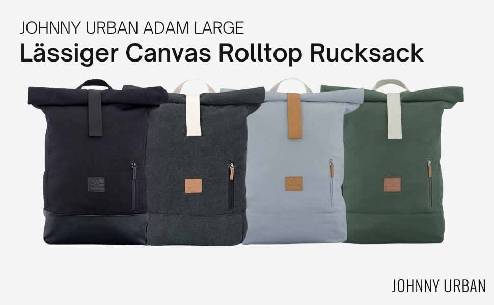 Рюкзак Johnny Urban Rolltop для жінок і чоловіків - Adam Large - 16 відділення для ноутбука - міцне бавовняне полотно - водовідштовхувальне (сірий)