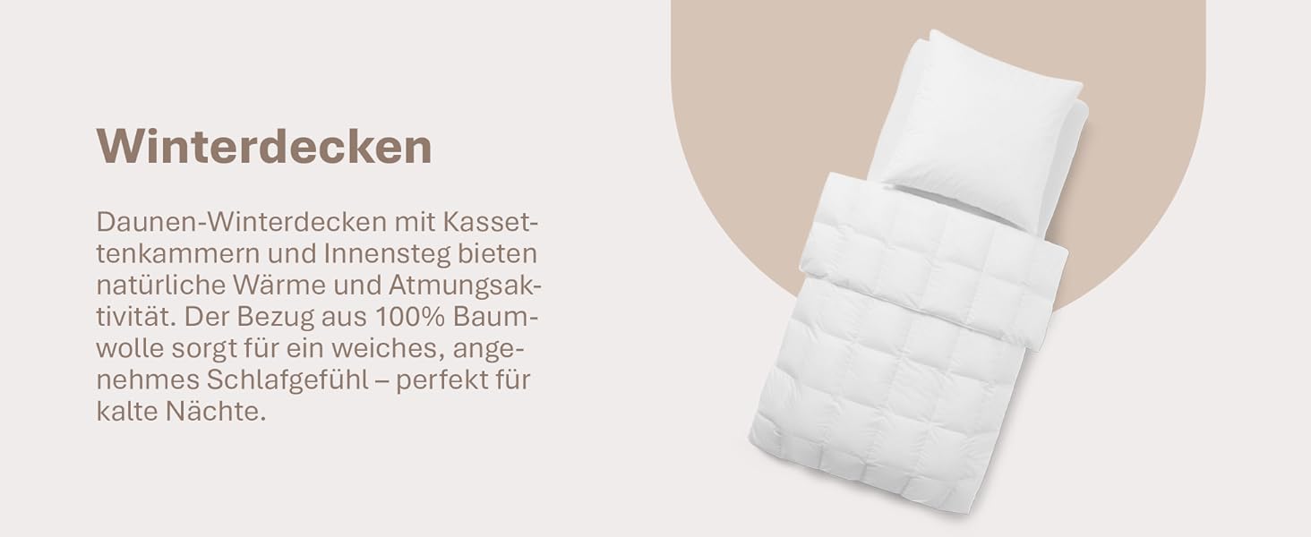 Зимовий ковдрик 135x200 см з пуховою начинкою 1080г - ковдра з бавовняним покриттям, дихаюча та придатна для прання до 60°C, сертифікат Ökotex