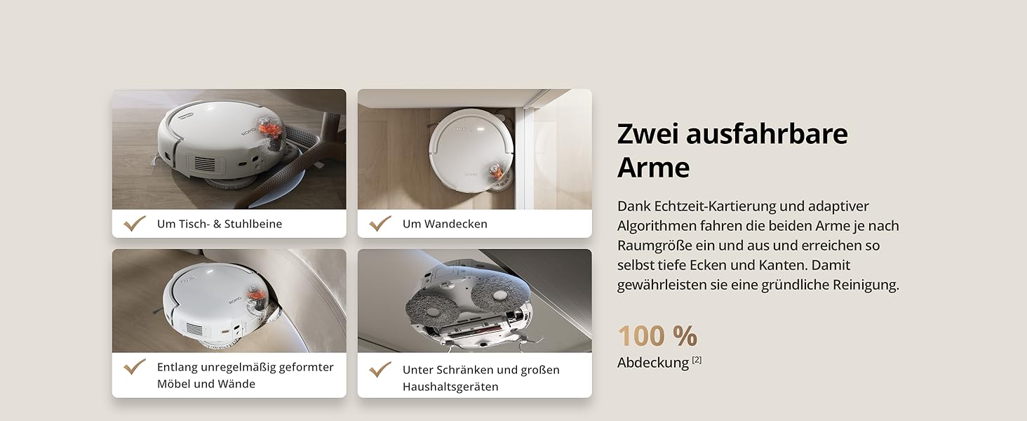 Робот-пилосос DJI Robo S з функцією миття підлоги, 25 000 Па потужність всмоктування, розпізнавання перешкод рівня дрона, два роботизовані руки, 200 днів без обслуговування, автоматичне очищення та сушіння моп-насадки DJI Robo S (версія з баком для води)