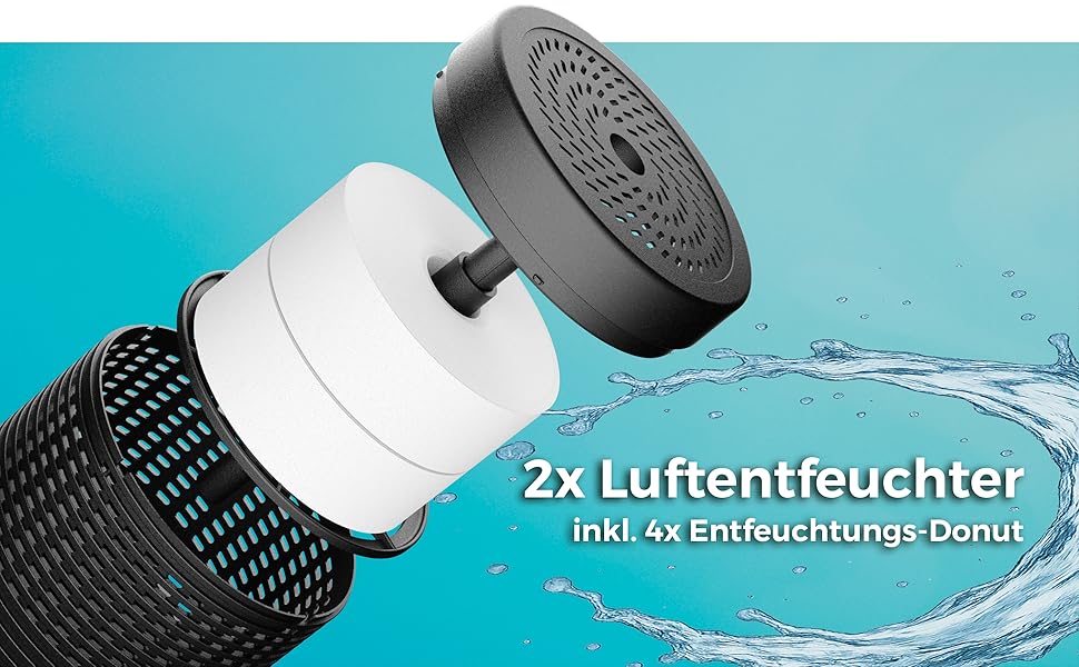 Вологопоглинач без електрики Luftentfeuchter 2 шт. для дому, ванної, підвалу до 54 м² з гранулами на 3 місяці (Чорний)