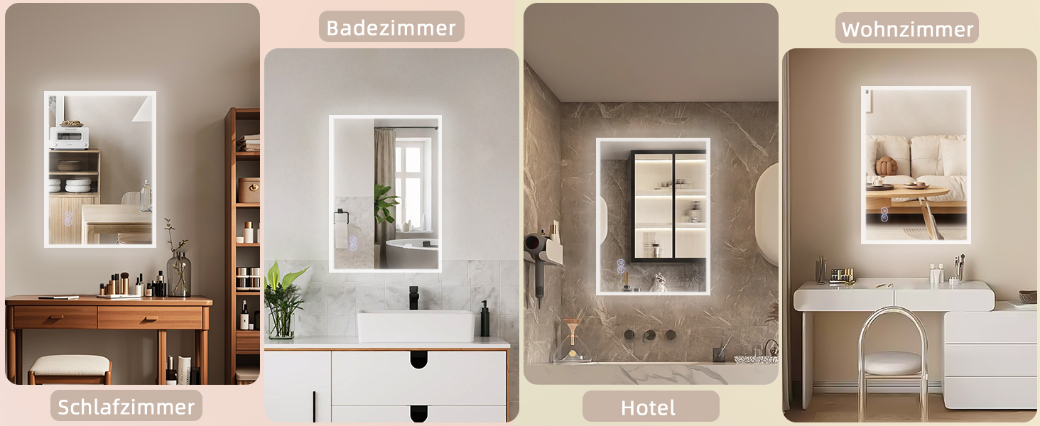 Дзеркало для ванної кімнати Mursche з підсвічуванням, кругле LED дзеркало для ванни, IP44, 60 см, з сенсорною панеллю