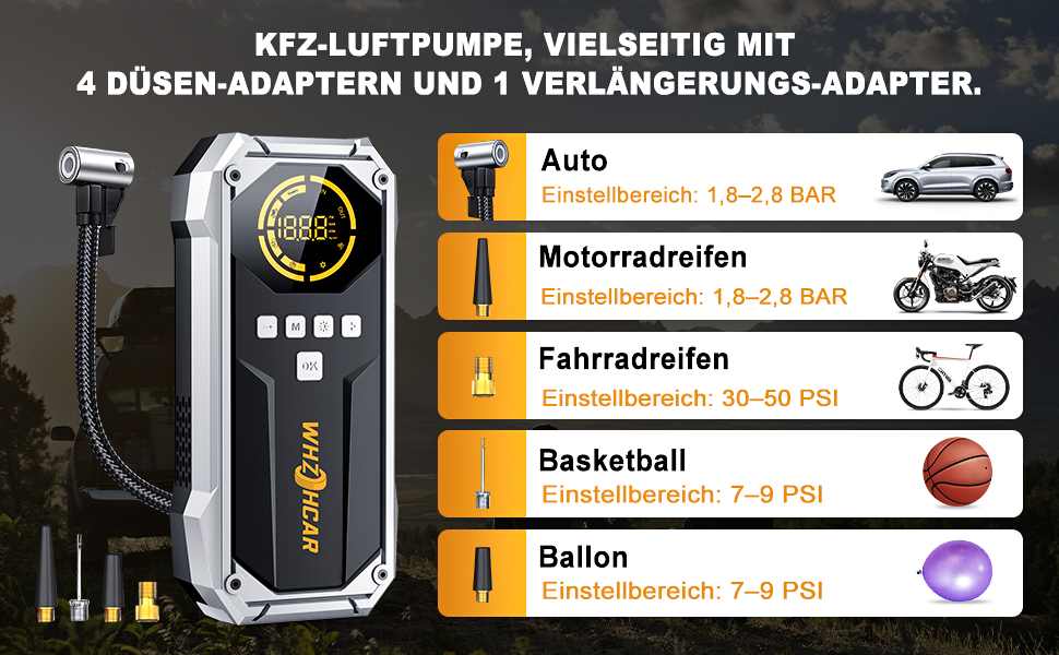 Powerbank Starthilfe 6000A з компресором та LED-ліхтарем: багатофункціональний пусковий пристрій для автомобіля (чорний)