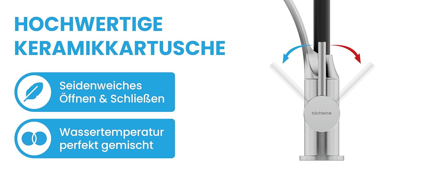 Змішувач для кухні Bchlein Nedo поворотний на 360, однією рукою, гнучка горловина, душ з кнопкою перемикання