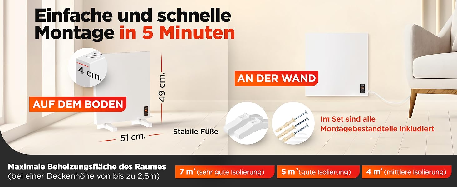 Інфранічна тепла піч TermoPlaza WiFi з термостатом 270 Вт для приміщень до 7 м² | Розумна інфрачервона піч для стін та підлоги | Енергоефективна електрична піч-конвектор для дому та ванної кімнати 270 Вт з Wi-Fi