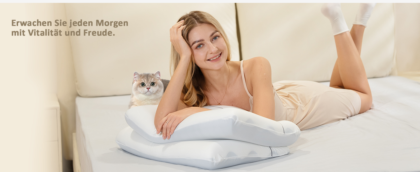 Подушка з піни Memory Foam Winthome з двостороннім регулюванням жорсткості 60x40x10 см, біла. Ортопедична подушка для сну на спині, боці та животі, сертифікат Oeko-Tex