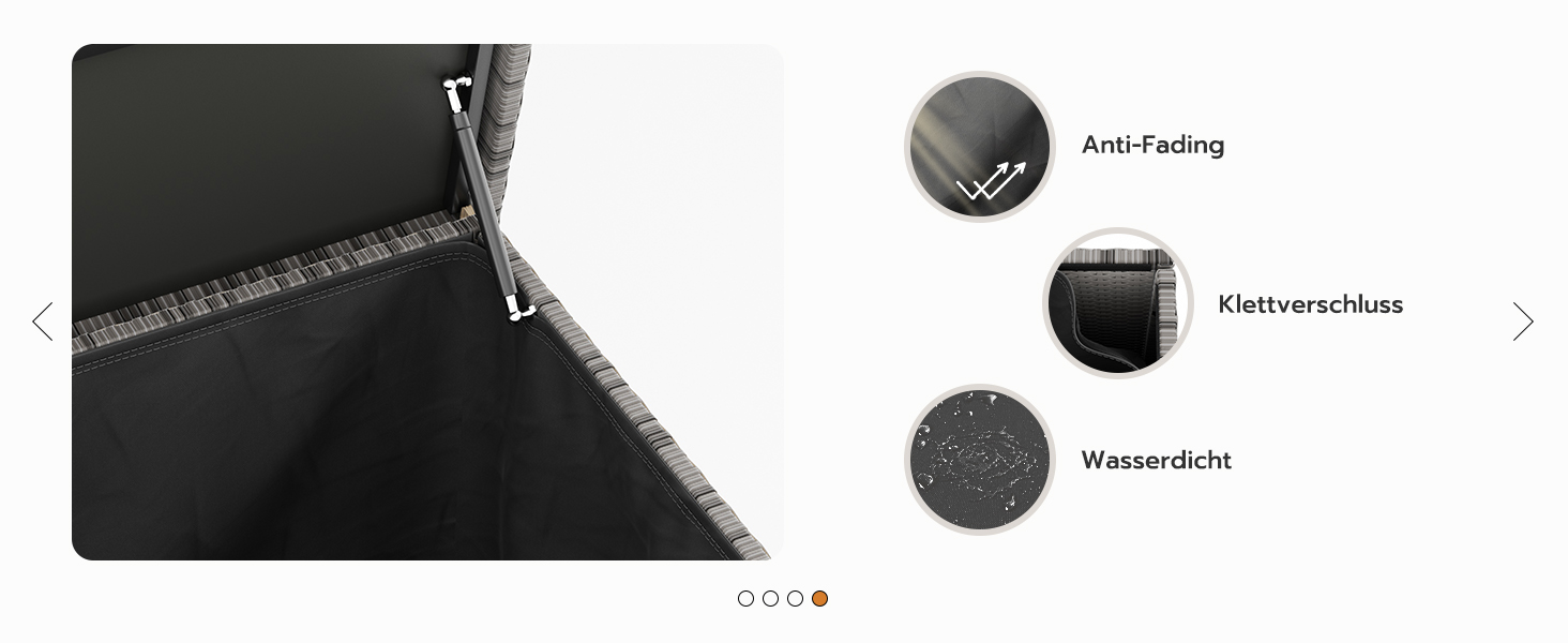 Скриня для подушок садових Polyrattan Amopatio 480л, водонепроникна, з роликами та газліфтом, сіра