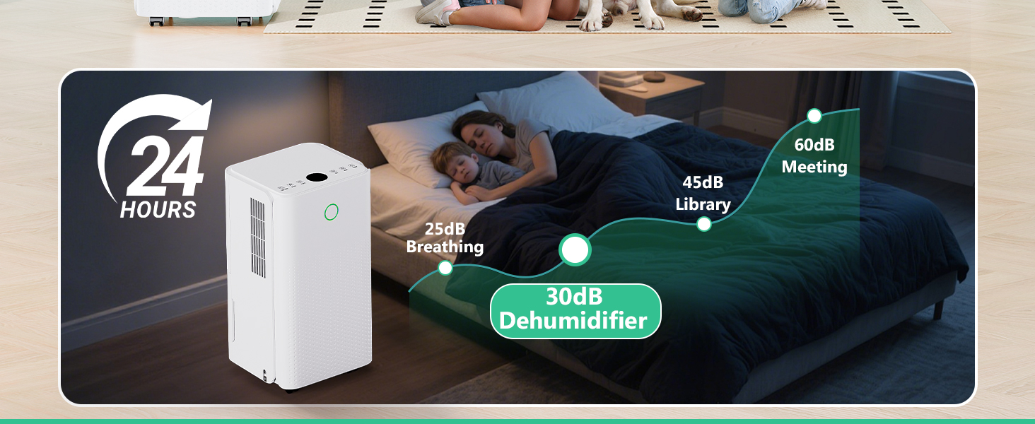 Електричний осушувач повітря 12л/день, тихий осушувач для дому, квартири, підвалу з 3 режимами, таймером 24г, автоматичною відтайкою та енергозбереженням