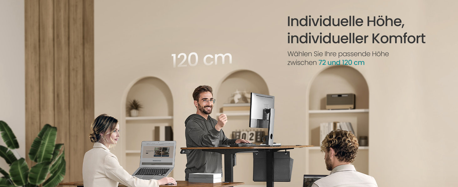 SONGMICS Стол письменний електричний, 160 x 70 см, регульована висота, 4 положення пам'яті, для офісу, вінтажний коричневий, LSD136K01