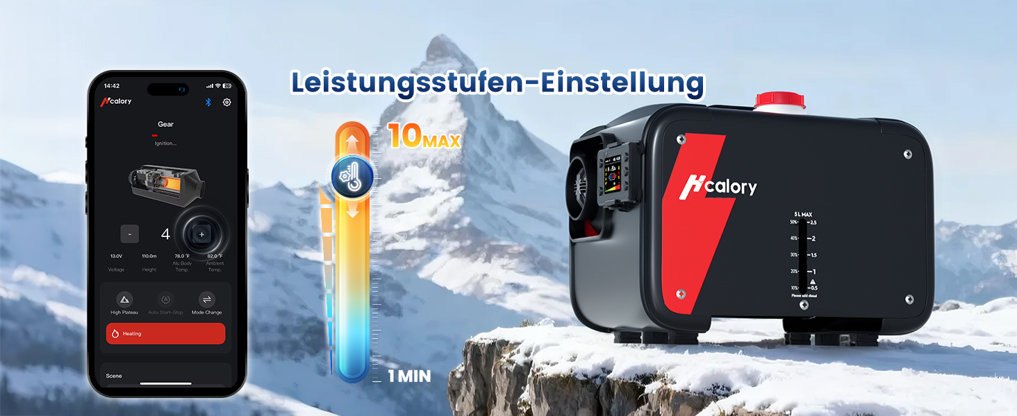 Дизельний опалювач 8kW Blazecore 1S з Wi-Fi, 12/24V/240V, 0.12-0.45 л/год, 10-рівнів регулювання температури, автоматичний старт/стоп для авто та вантажівок