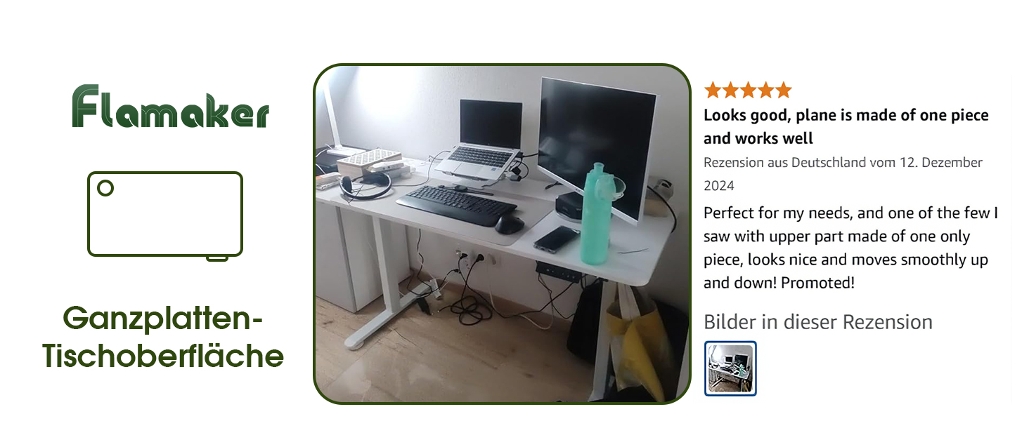 Електричний стіл Flamaker з регулюванням висоти, 160 x 60 см, з пам'яттю, для геймінгу, USB-зарядка (Бежевий)