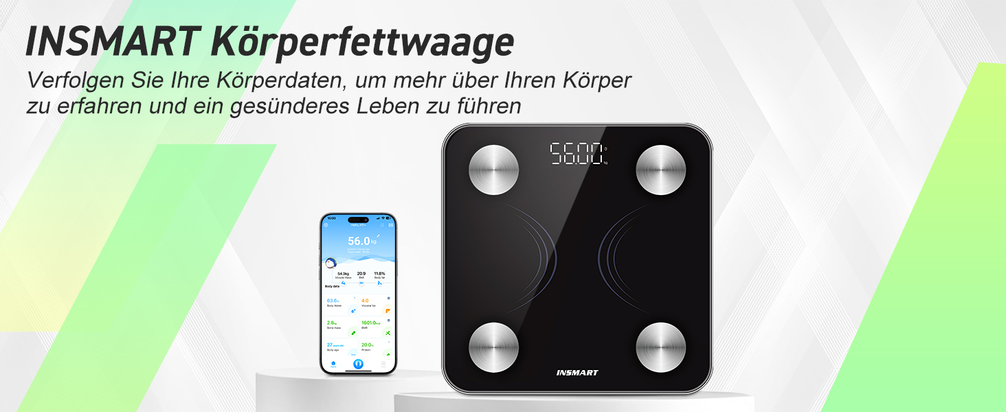 Цифрова вага для людей з Bluetooth, ваги-аналізатор складу тіла: вимірювання жиру, ІМТ, м'язової маси, пульсу, води, білка, ваги кісток, BMR