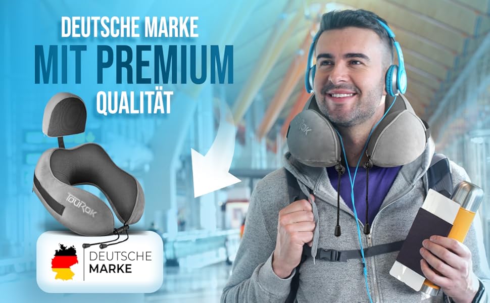 Подушка для подорожей Nackenkissen Flugzeug з піни Memory Foam – для літака, авто, з додатковою підтримкою голови, сіра