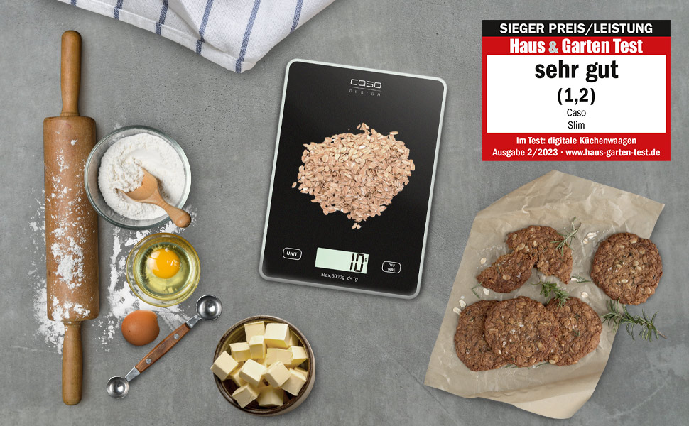 Кухонні ваги CASO L15 - цифрові, з великою поверхнею 30x22 см, до 15 кг, з нержавіючої сталі, срібні