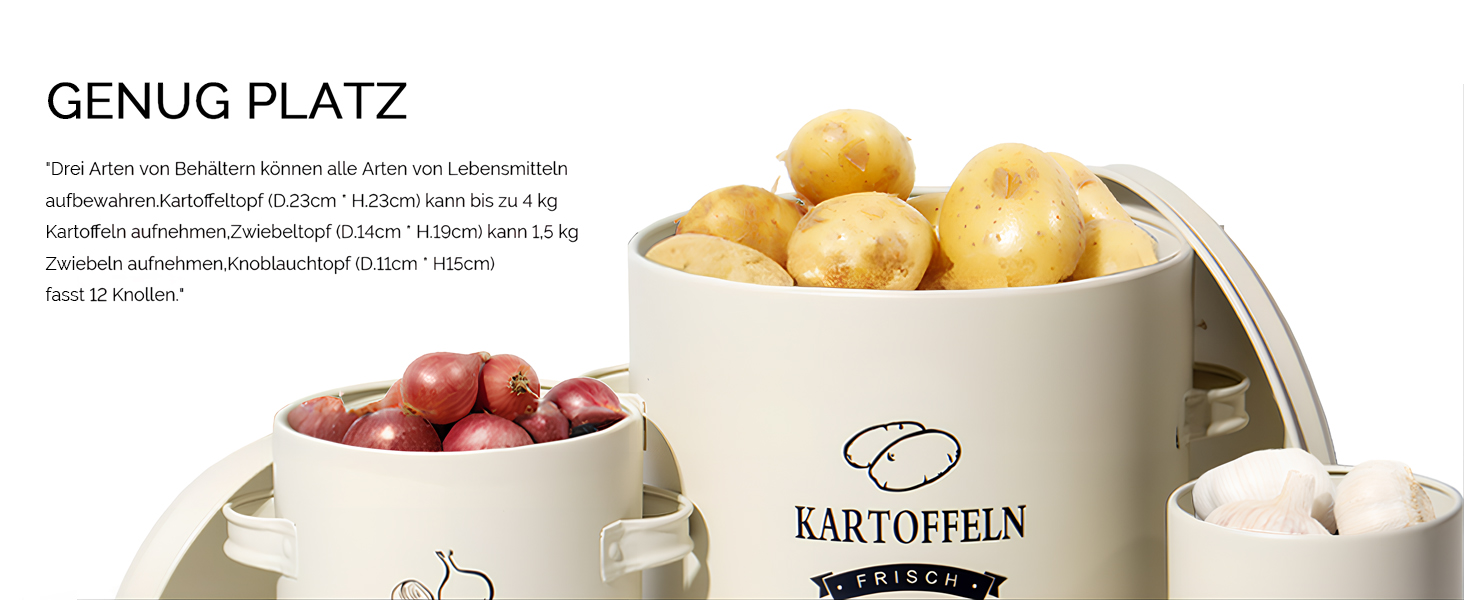 Набір контейнерів для картоплі Theo&Cleo, ретро дизайн, металевий контейнер для зберігання картоплі, кухове зберігання, бежевий колір