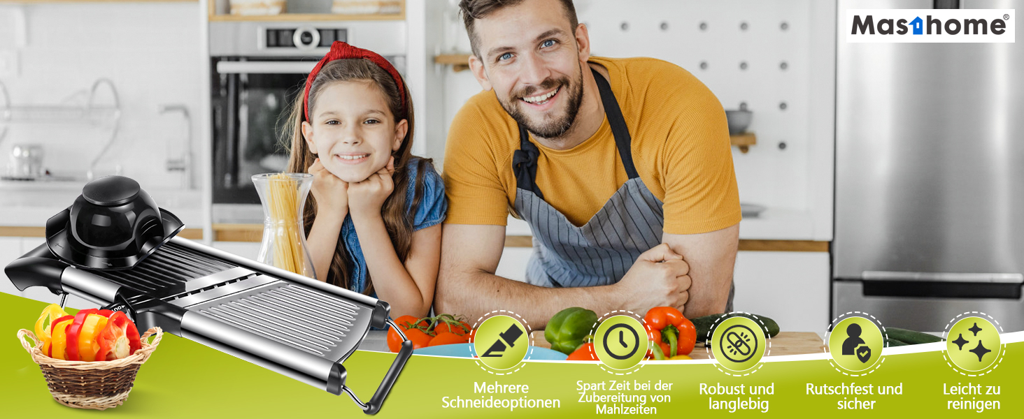 Машхоум Mandoline 5-в-1: набір для нарізки овочів та фруктів з нержавіючої сталі, 40 см