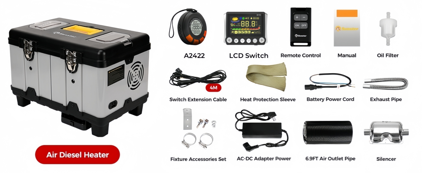 Дизельний опалювач 8kW з Bluetooth, автоматичний старт/стоп, для вантажівок та фургонів (Tb10pro)