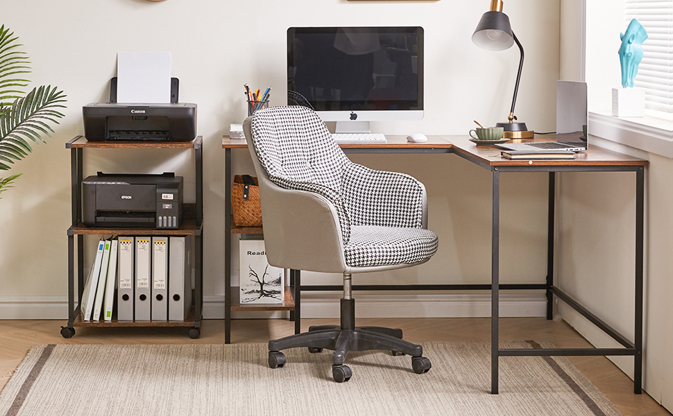 Стійка для принтера IBUYKE з полицею, 3-рівнева, на колесах, коричнева. Організатор для дому та офісу, візок для принтера, теплового пресу, мікрохвильової печі та міні-холодильника. Модель TPS001H