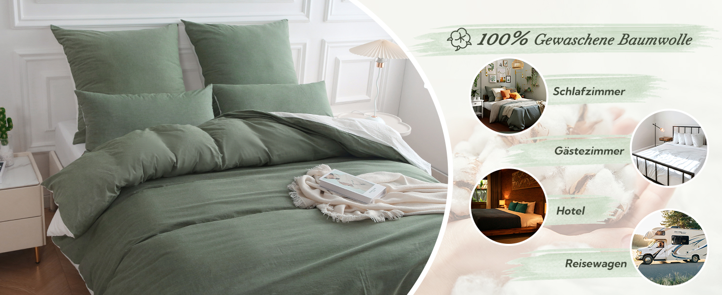 Набір постільної білизни SOULFUL 155x220, бавовна, салатовий, 2 шт. (1x155x220, 1x80x80)