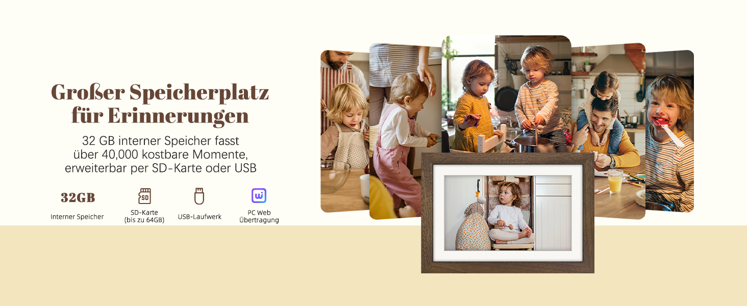 Цифровий фоторамка Eptusmey 10.1 дюймів з Wi-Fi, дерев'яний корпус з дуба, 32GB, HD IPS сенсорний екран 1280x800, відтворення фото/відео через Uhale APP, подарунок для чоловіків та жінок, колір A-Білий