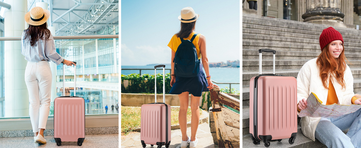 Чемодан-валіза KONO Hartschale на колесах 55 см (20 дюймів), Rosegold