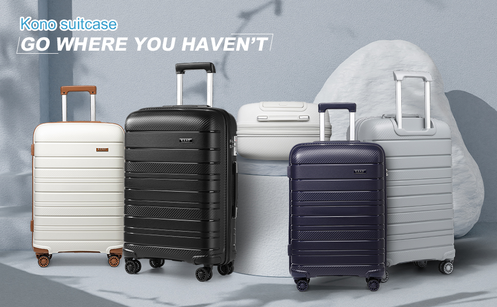 Валіза KONO з TSA-замком та 4 спінінг-колесами, білий колір, розмір S (Cabin 20 Inch)