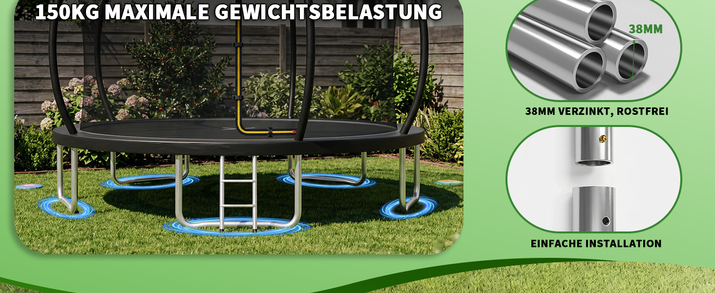 Батут JUMMICO вуличний Ø360 см з сіткою безпеки, чорний - для дітей та дорослих