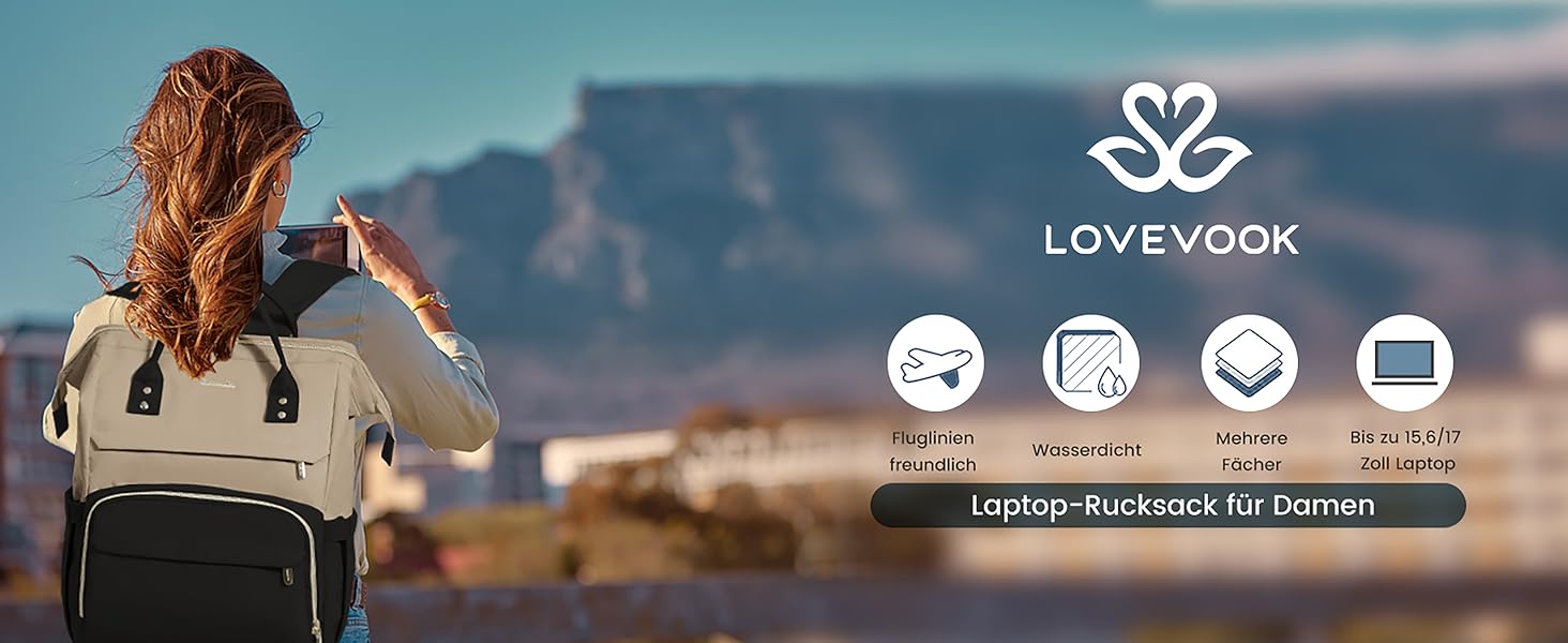 LOVEVOOK Рюкзак для жінок великий, шкільний рюкзак вологостійкий з відділенням для ноутбука, сумка для роботи, рюкзак для подорожей, ручна поклажа для літака, для університету, подорожей, бізнесу, світло-сірий