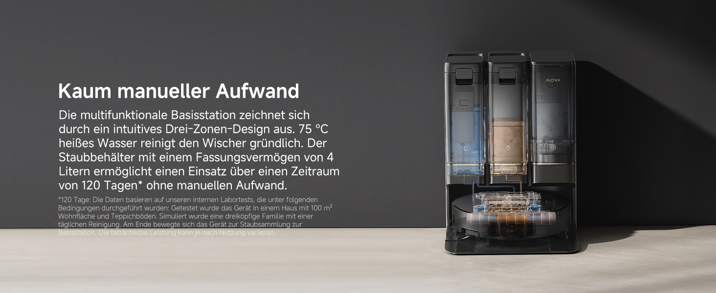 Робот-пилосос Mova Z50 Ultra з функцією миття підлоги, 19000 Па, 18N тиск, Lift-Mop, щітка, Tricut, DToF+RGB AI-уникнення перешкод, 75°C гаряча вода, самоочищення, авто-злив/поповнення