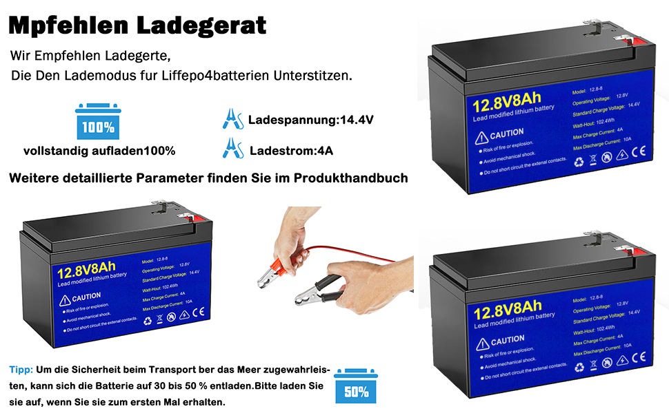 Акумуляторна батарея Lifepo4 100Ah 12V з 15000 циклами та захистом BMS, заміна на свинцево-кислотну (12,8 В/8 Агод)