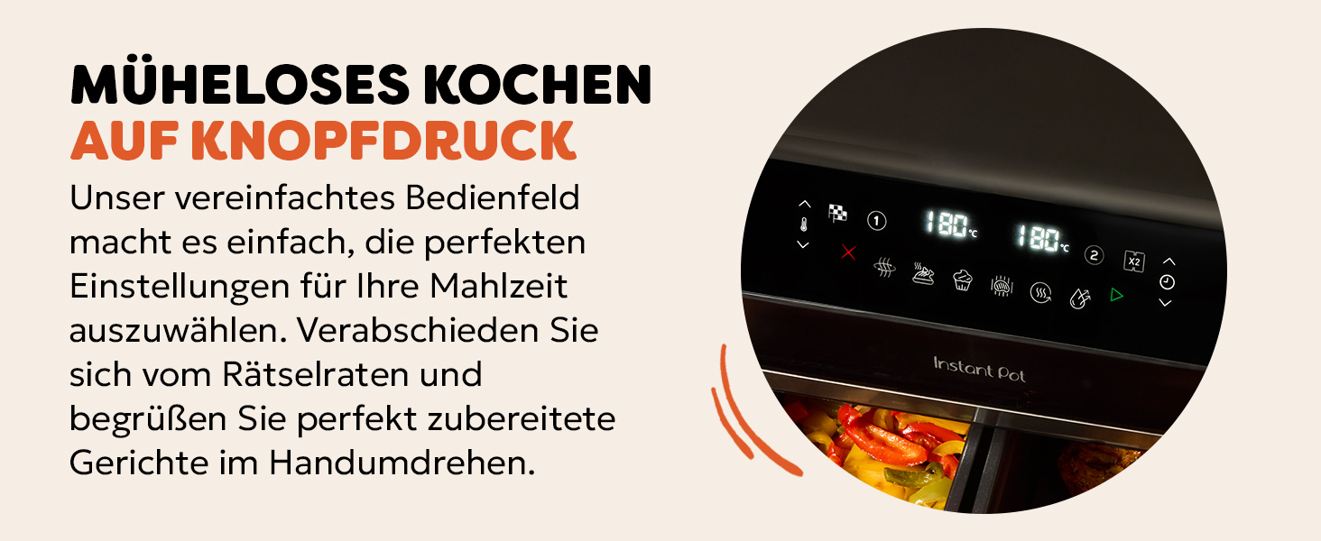 Фритюрниця повітряна Instant Pot Vortex Compact Trüffel Grau 5 л з кошиком, сімейна, 4-в-1: фритюрниця, сушарка, духовка, підігрівач, антипригарне покриття, легко чиститься, можна мити в посудомийній машині. Колір: Трюфель (8 л, Чорний)