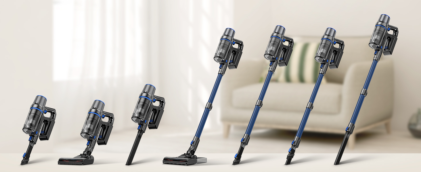 Акумуляторний пилосос з функцією миття підлоги, 45000Pa/550W/60 Min, безщітковий двигун, LED-дисплей, самостійна парковка, для твердих поверхонь, килимів та шерсті тварин, блакитний