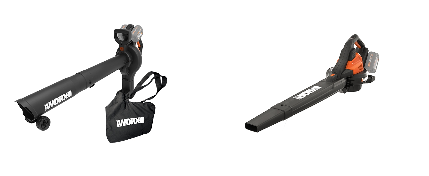 WORX WG505E Trivac: електроприлад 3-в-1 - повітродувка, пилосос та мульчер. Потужність 3000 Вт, швидкість повітря 335 км/год, об'єм всмоктування 600 м³/год, з мішком для збору листя 45 л.