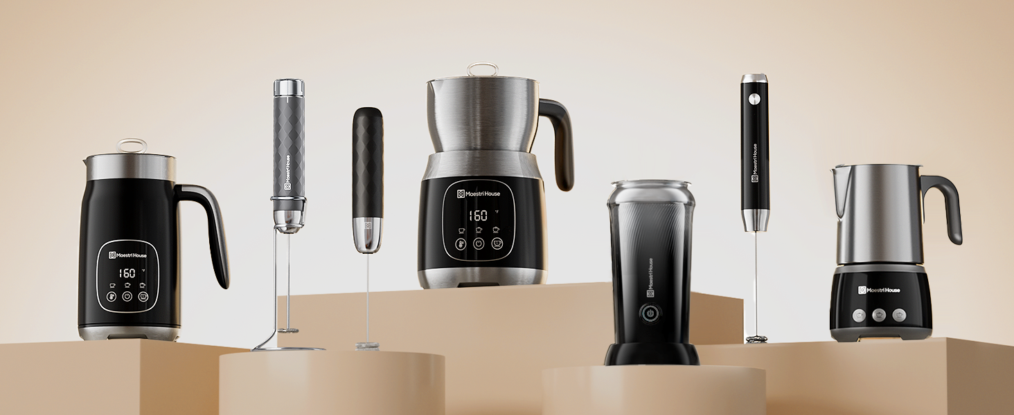 Електричний пінний балон Maestri House LunaFro 2.0 (сірий): бездротовий міксер з регулюванням швидкості та нержавіючою сталею