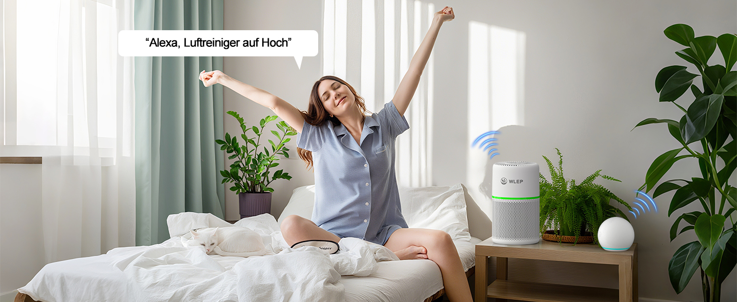 Повітряочисник для спальні з HEPA фільтром H13, активованим вугіллям, функцією ароматерапії, 360° циркуляцією повітря, нічним світлом та тихим режимом (KJ1-3S APP)