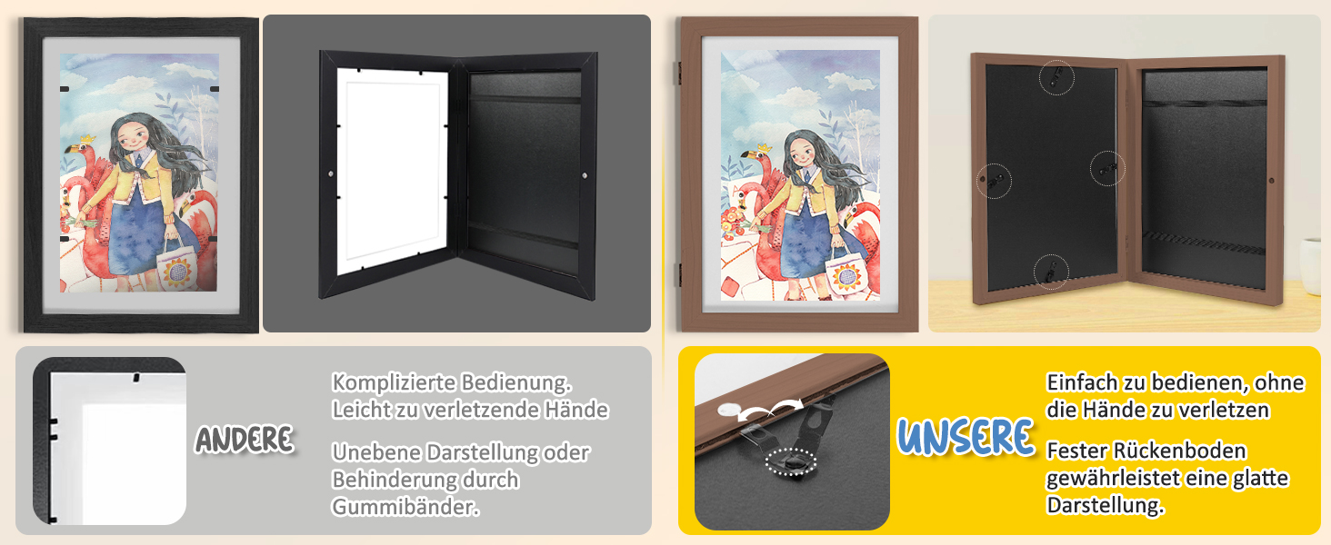 Рамка для дитячих малюнків Ciscle A3, A4 (2 шт.) - дерев'яна, для творчості, в школу та додому