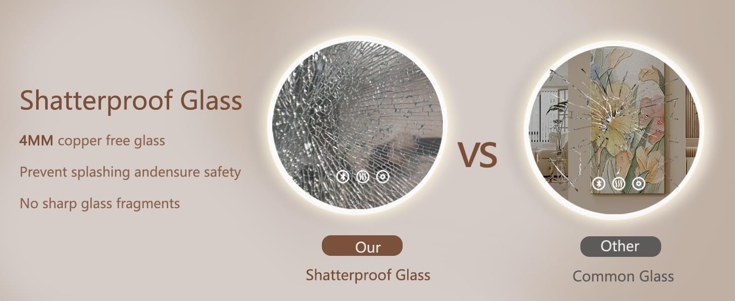 Дзеркало для ванної кімнати Habison з підсвічуванням 70x70 см LED, з годинником, сенсорним вимикачем, регулюванням яскравості, протизапобіжним покриттям, 3-кратним збільшенням, Bluetooth