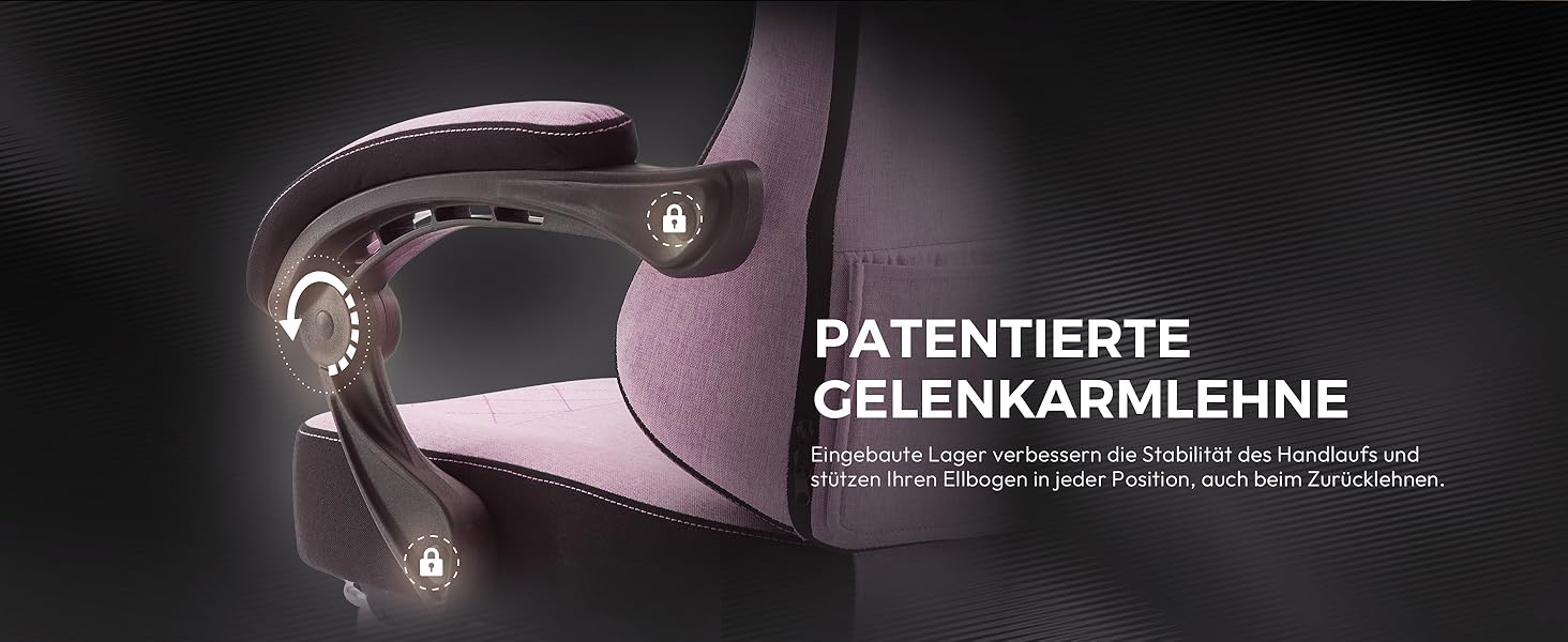 Ігровий крісло Dowinx з тканини, з пружинним сидінням та масажем попереку, офісне крісло з підніжкою для дорослих, ергономічне, велике та високе, 135 кг, рожеве