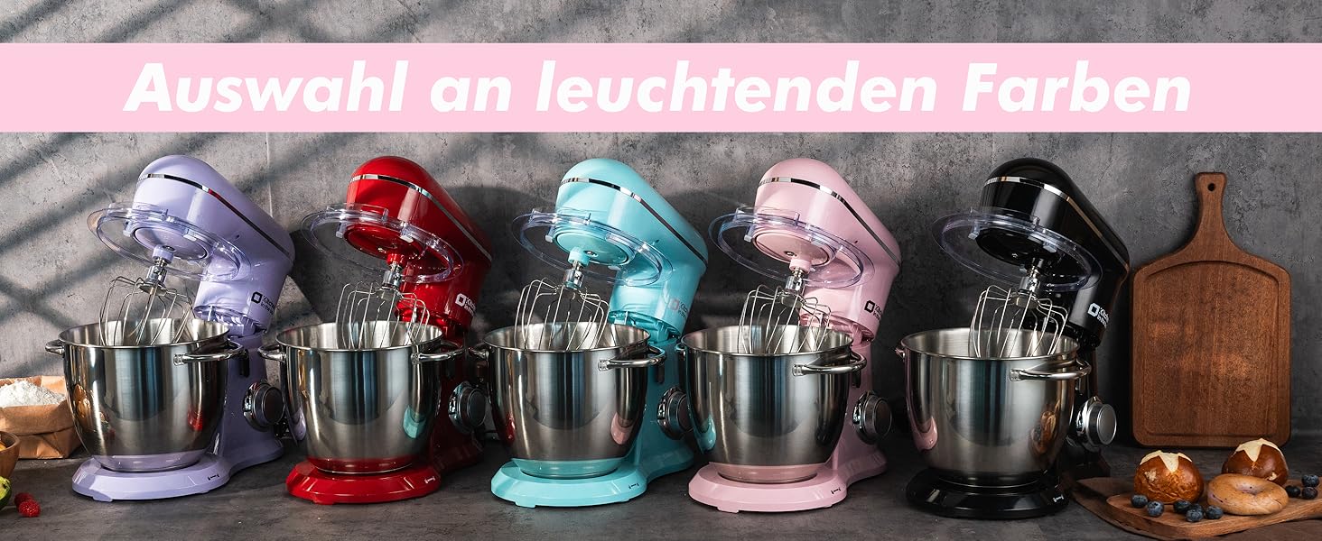 Кухонна машина Kitchen in the box рожевого кольору 6 л з 2 чашами по 3,5 л, 10 швидкостей, міксер з гаками та вінчиками