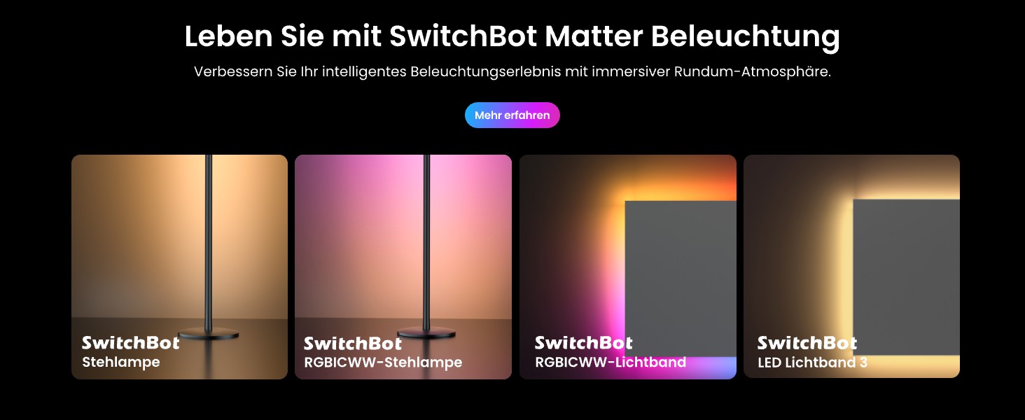 SwitchBot Matter RGBICWW Настільна лампа для вітальні та спальні, димується, з підтримкою Apple Home, Alexa, Google Home, керування через APP, музичні та сценарні режими, чорна LED лампа