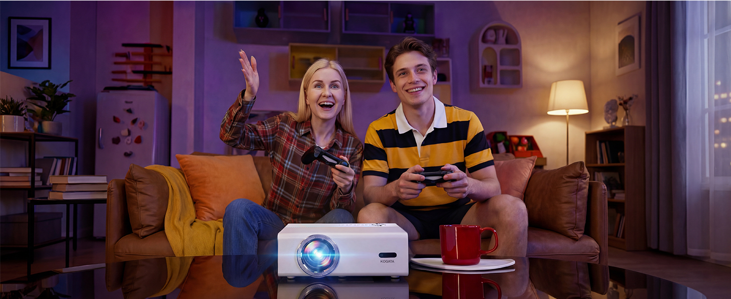 4K Smart проєктор KOGATA з Wi-Fi та Bluetooth, HDR10+, Автофокус, 6D Keystone. Підтримка Netflix, Dolby Audio. Для дому та вулиці, білий.