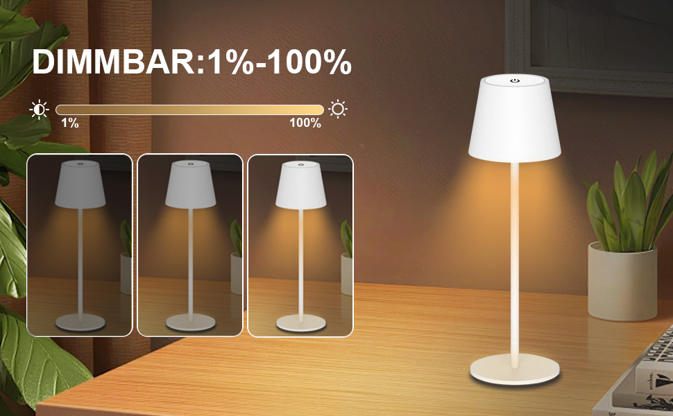Акумуляторна LED-лампа Antela для дому та вулиці, диммер, 3 кольори, IP44, метал, 2 шт.