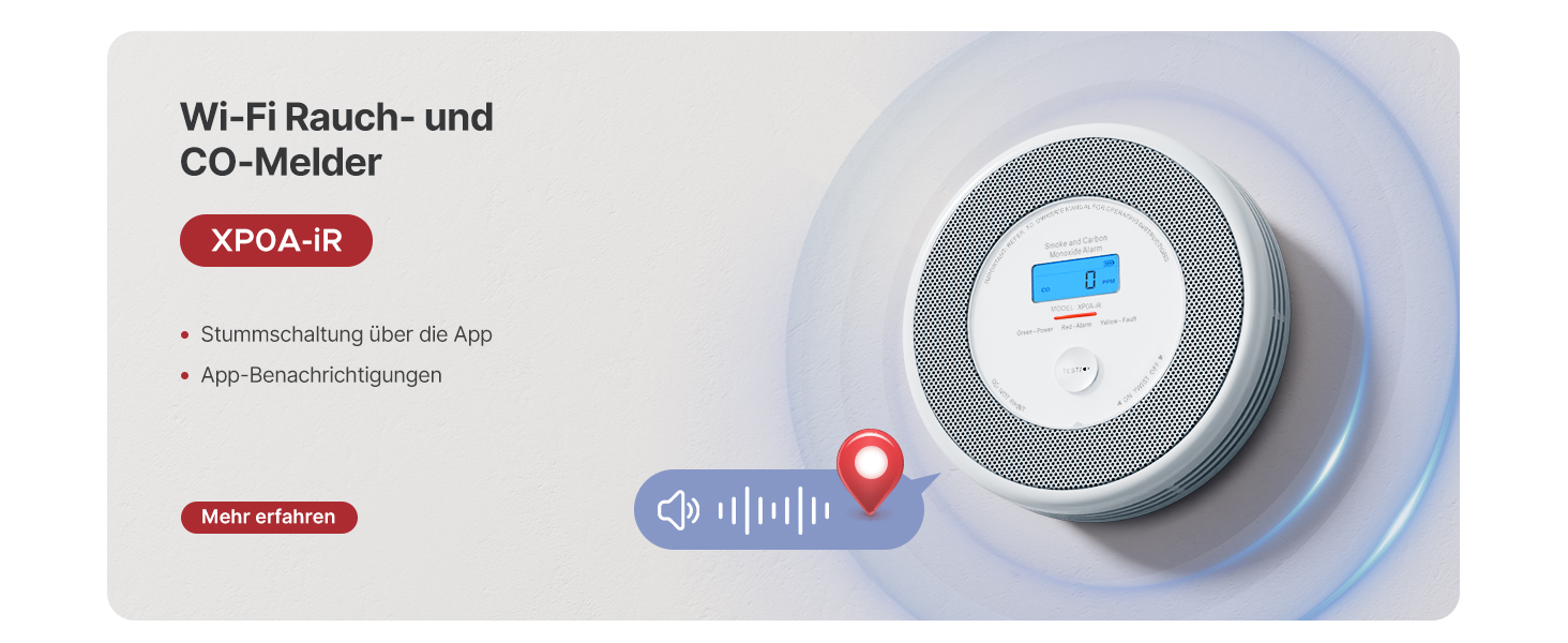 Датчик диму та CO X-Sense SC07 з LCD-дисплеєм, автономний, 10 років, з тестуванням, 360°