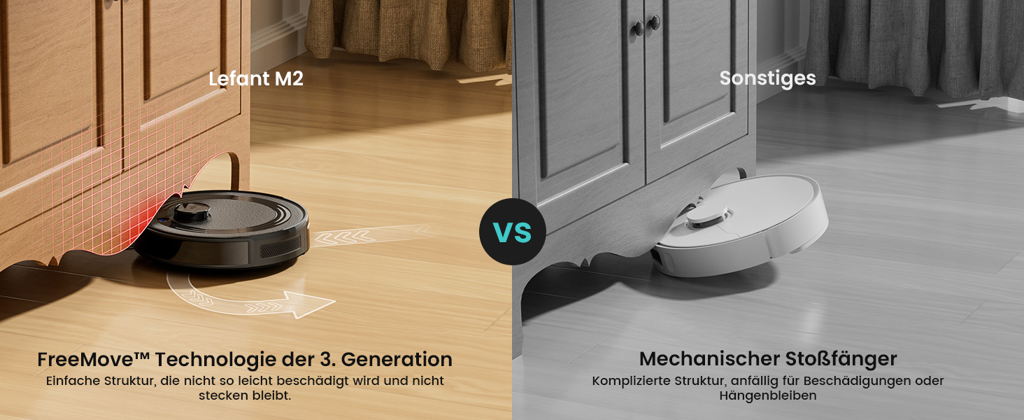Робот-пилосос LEFANT M2 з функцією миття підлоги, 6000Pa, LiDAR-навігація, зони заборони, керування через APP/Alexa, для шерсті тварин, килимів та твердих підлог (M2B)