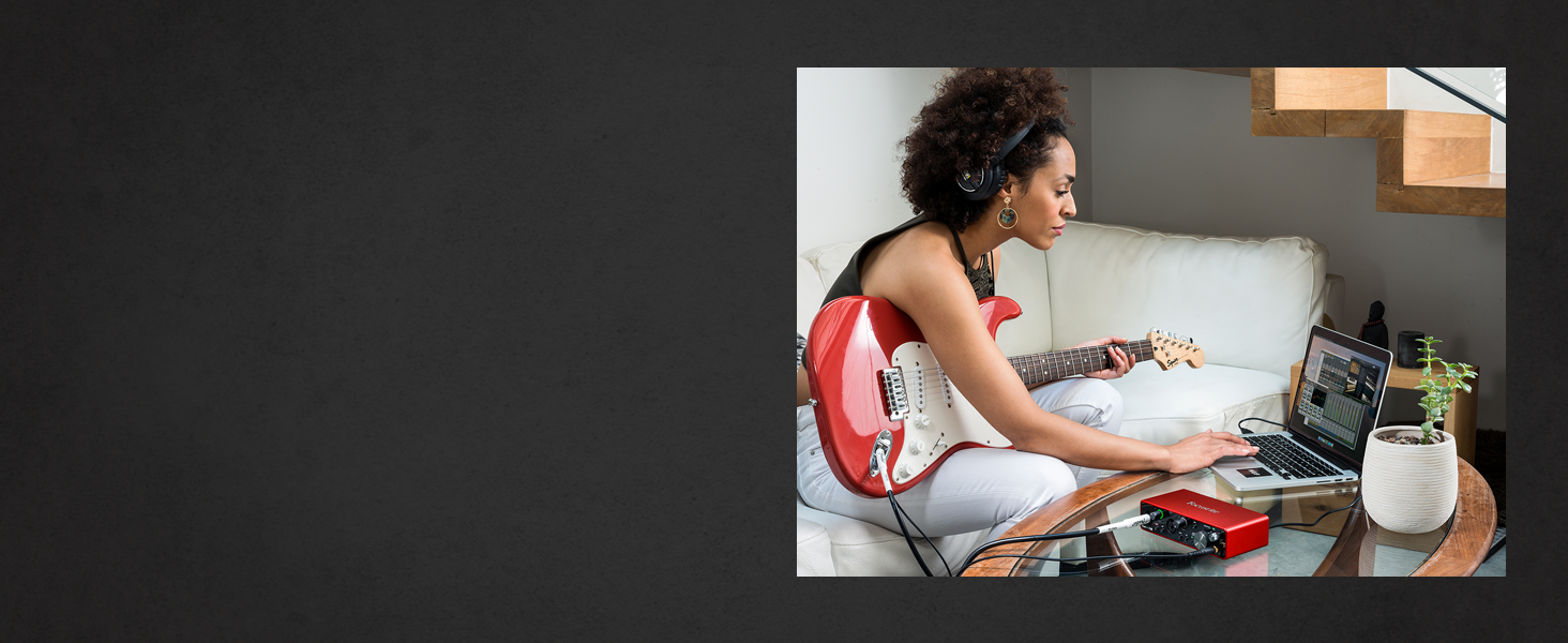 Аудіоінтерфейс Focusrite Scarlett 2i2 3-го покоління з USB: комплект для гітаристів, вокалістів та продюсерів. Студійна якість звуку + ПО