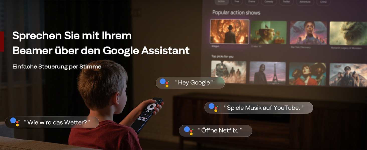 Портативний проєктор Aurzen Boom Air Mini з Google TV та Netflix, 4K, USB-C, Smart, Dolby Audio, WiFi, Bluetooth, автофокус TOF, поворотний штатив, кремово-білий